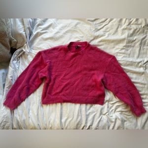 Hot pink crop sweater size L